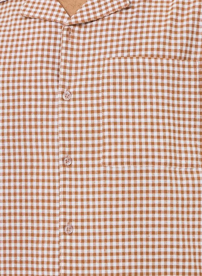 Styli  Men Gingham Print Buttoned Shirt and Pyjama Set for Men | Best Price UAE